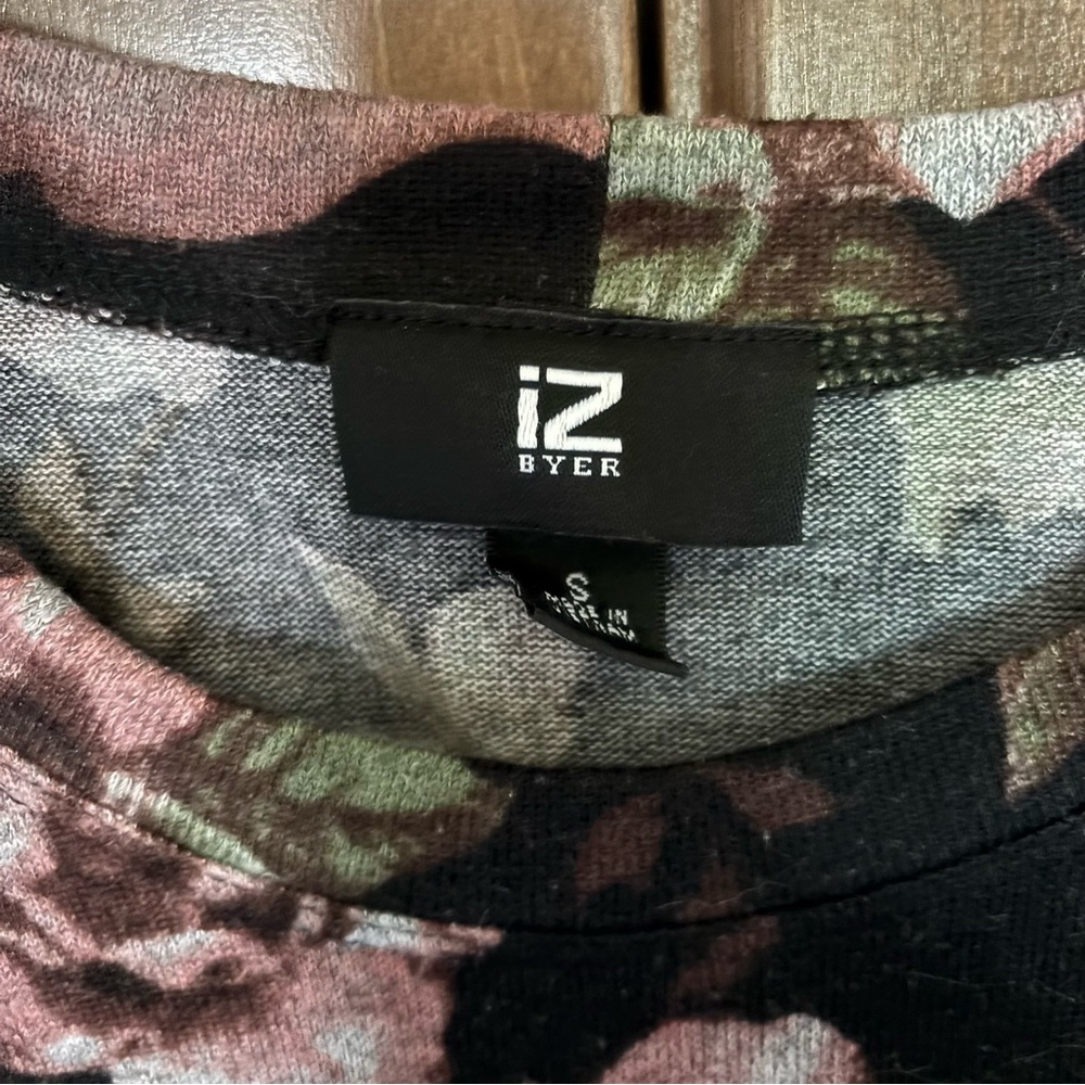 iZ Byer Long Sleeve Cold Shoulder Black Pink Floral Dress Size S - Picture 5 of 5